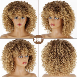 Rubia peluca curly African cut
