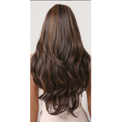 Long corrugated wig dark brown with wicks