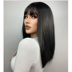 Perruque brune mi-long