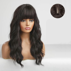 Perruque réaliste noir ondulé