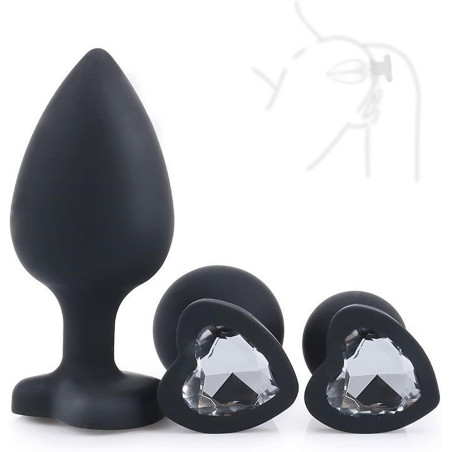 Black Silicone and Strass 3 Plugs Box